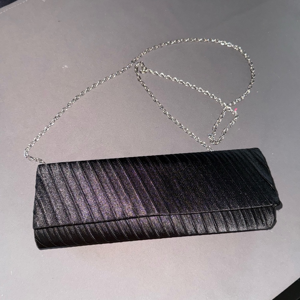 Black Crossbody Bag with Silver Chain